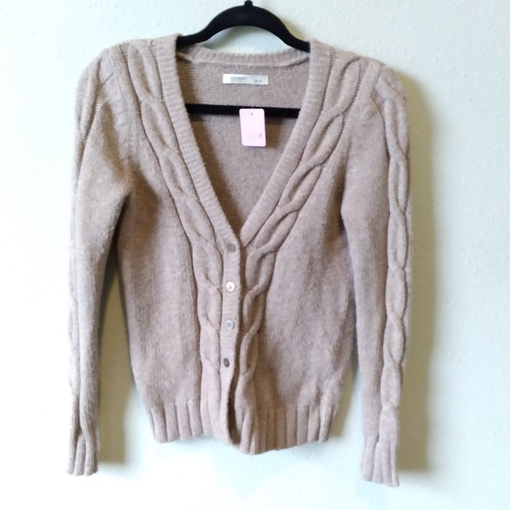 OLD NAVY Button Front V-Neck Long Sleeve Cardigan Sweater Sz S, Light Brown